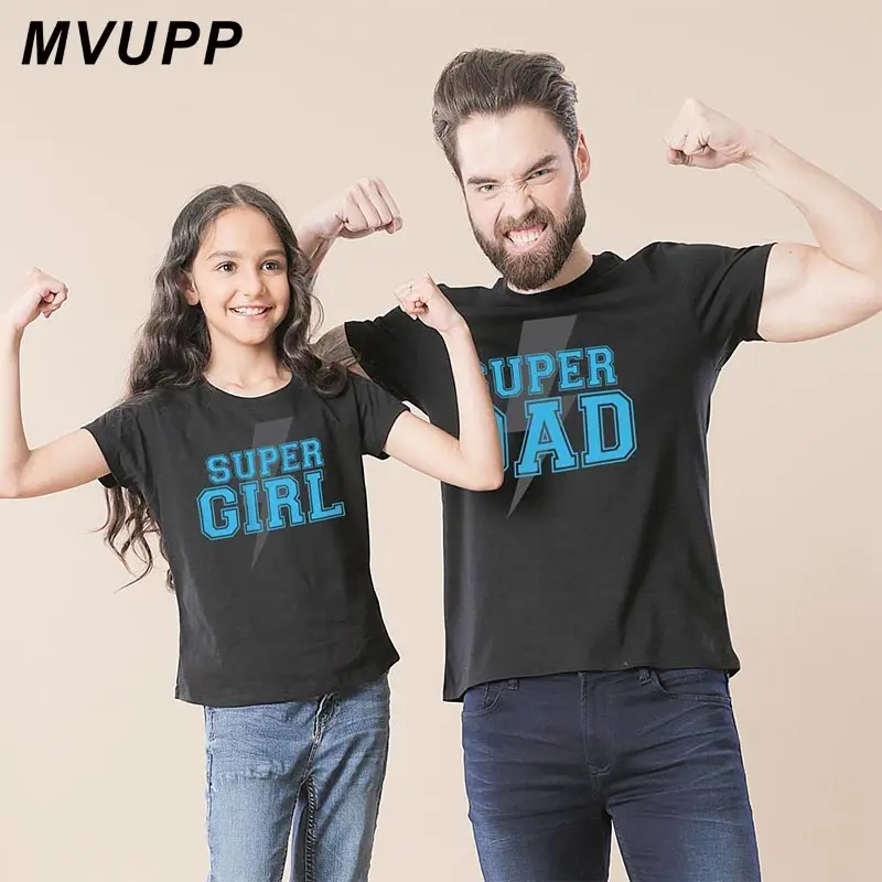 Super dad girl family t shirt for father daughter matching clothes daddy and me baby girl outfits big little sisters summer