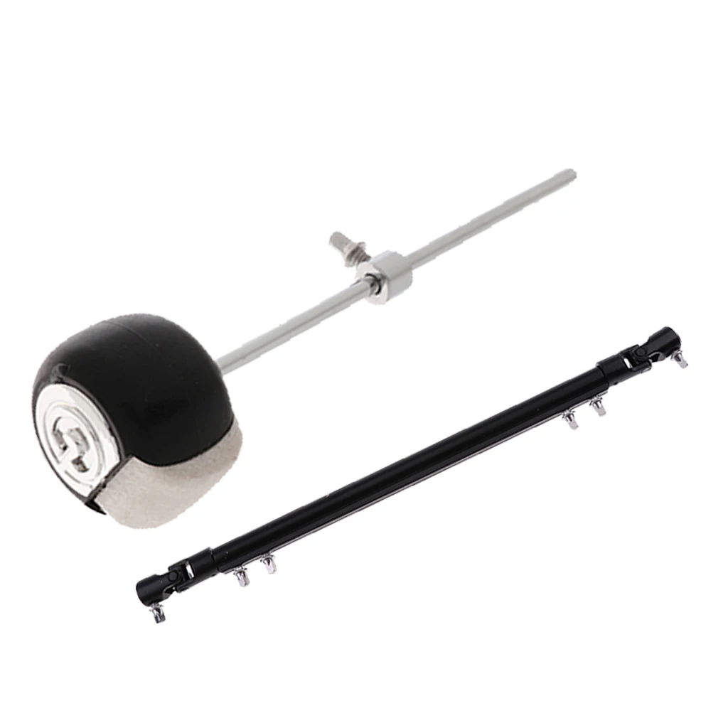 Double Bass Kick Drum Pedal Link Bar Driveshaft Rod with Drum Beater for Percussion Instrument