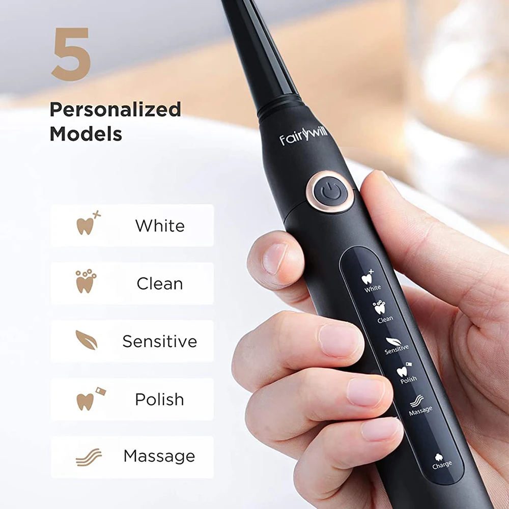 Fairywill Fw 507 Sonic Electric Toothbrush 5 Modes Usb Charger Tooth Brushes Replacement Timer Sonic Toothbrush 8 Brush Heads Electric Toothbrushes Aliexpress