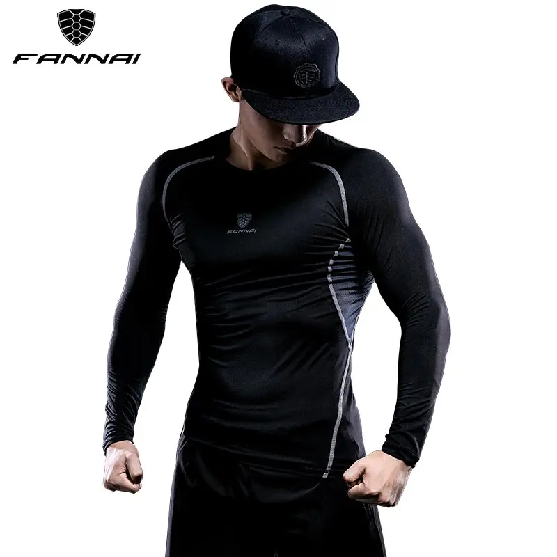 Camiseta de manga larga para correr para hombre, camisa de compresión