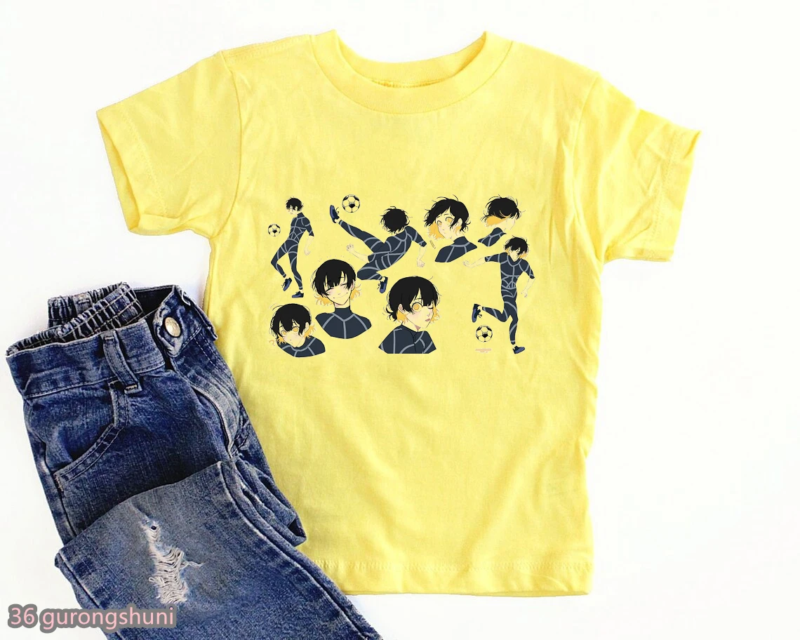 

Funny boys t-shirt anime Blue Lock cartoon print children's tshirt fashion hip-hop teen tshirt summer casual toddler tshirt tops