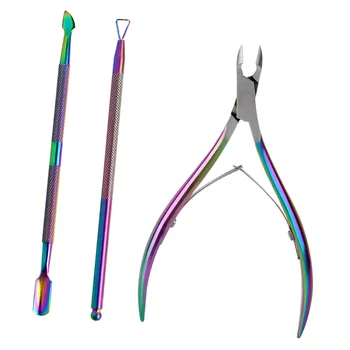 

1 Set 3pcs Multi-functional Dead-skin Shear Nippers Cuticle Pusher Cleaner Trimmer Sharp Cuticle Remover Tool Cuticle Nippers St