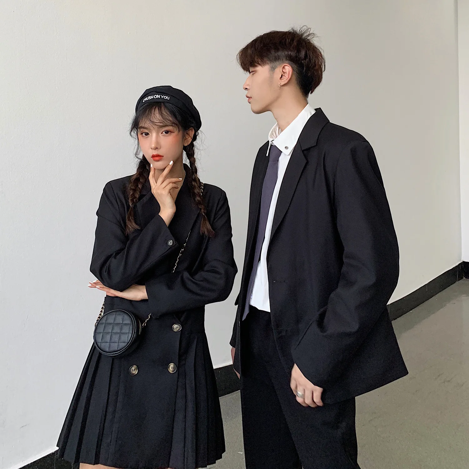 

Spring And Autumn 2019 College Style Couples Suit Loose-Fit Coat Korean Casual Loose-Fit Handsome Suit Coat Men's