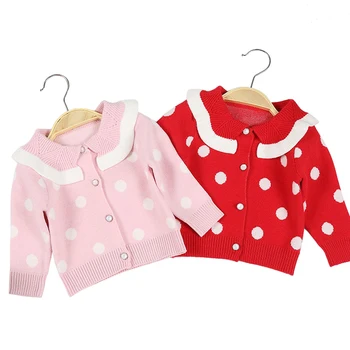 

red cute dot cardigan age for 6m - 2 yrs baby girls christmas sweater 2020 autumn winter children warm clothes long sleeve tops