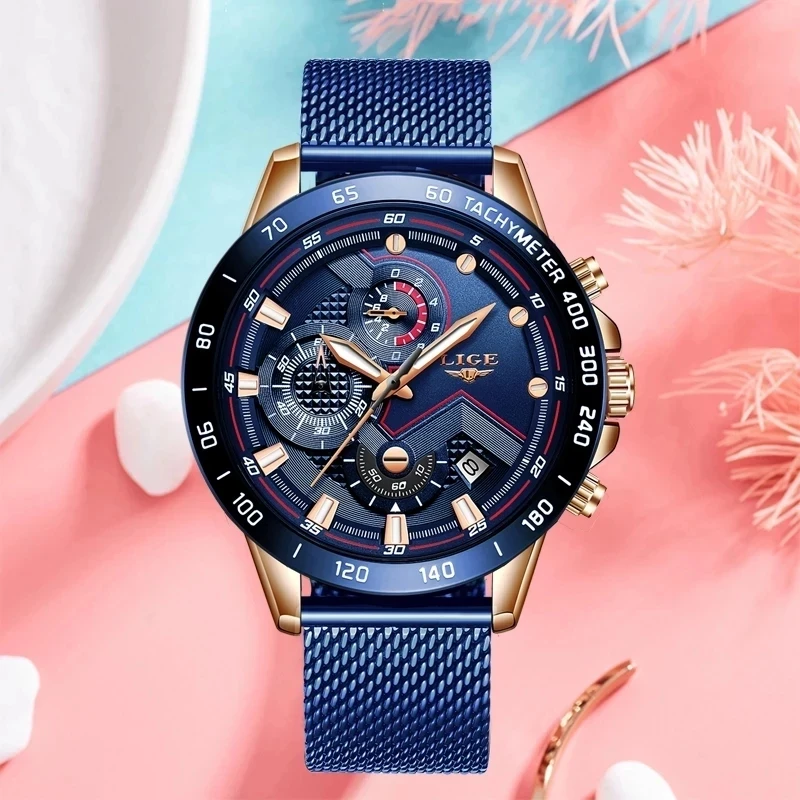 LIGE New Creative Women for Watch Luxury Rose gold Quartz Ladies Watch Relogio Feminino Mesh Band Wristwatches Clock Reloj Mujer