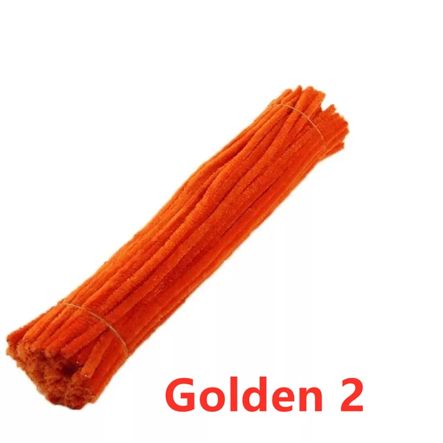 100pcs 30cm Chenille Stems Pipe Cleaners Kids Plush Educational Toy Colorful Pipe Cleaner Toys Handmade DIY Craft Supplies Golden2 100Pcs