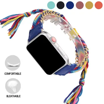 

Braided rope strap for apple watch 42mm 38mm bracelet belt Handmade clock watchbands Woven Bracelet Strap