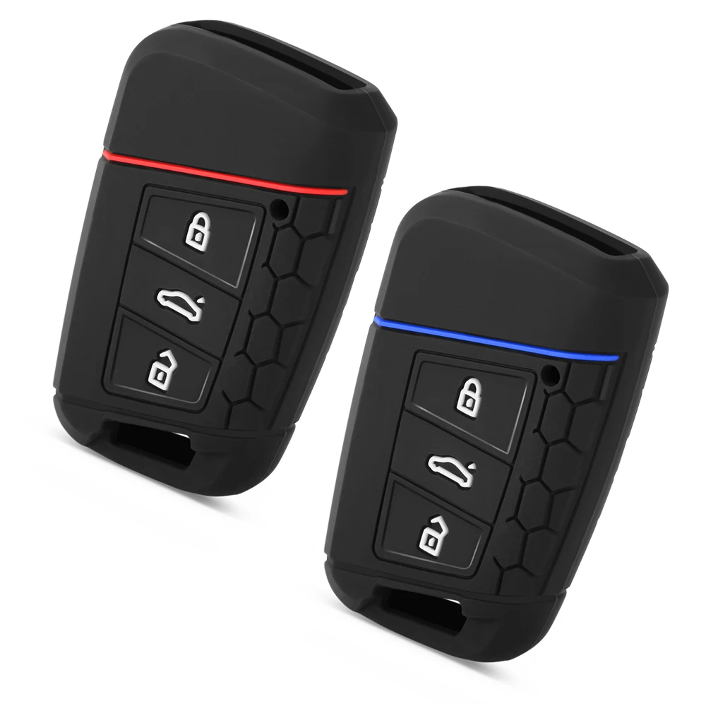Silicone Car Key Cover For VW Volkswagen Magotan Passat B8 Skoda Superb Kodiaq A7 Smart Keychain Remote Fob