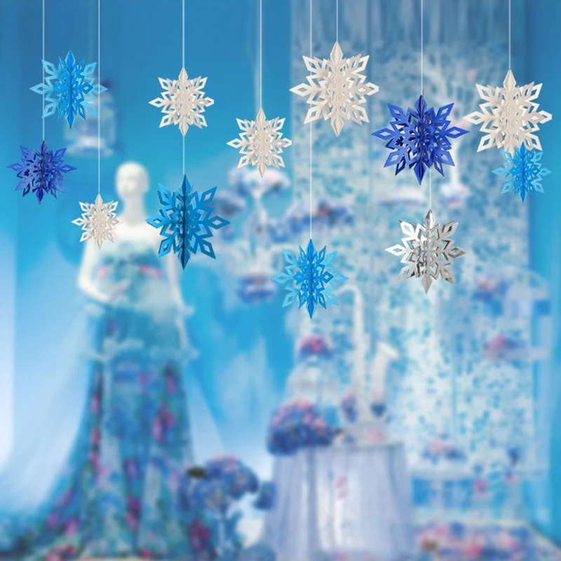 Зимняя замороженная рождественская подвеска из снежинок украшения 3D снежинка из бумаги гирлянда орнамент украшения для новогодних вечерние украшения для дома