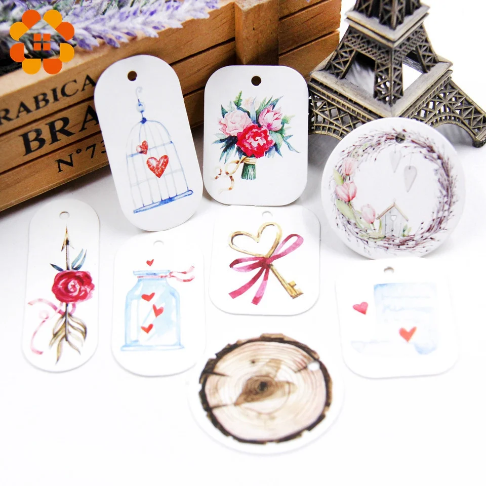 50PCS/Lot Beautiful Paper Tags with Hemp Rope Wedding DIY Package Party Decorations Mariage Valentines Day Gifts Decor Supplies acrylic heart tags
