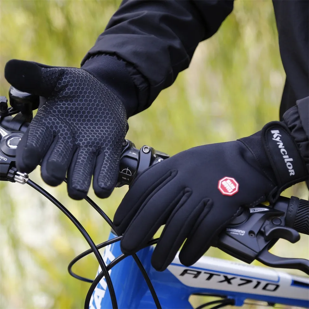 4 размера морозостойкие унисекс водонепроницаемые зимние перчатки велосипедные пушистые теплые перчатки для сенсорного экрана холодную погоду ветрозащитные противоскользящие