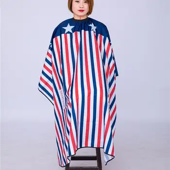 

1PC Barber Cape Star Flag Pattern Stripe Pattern Professional Hair Cutting Cape Long Hairdressing Cape