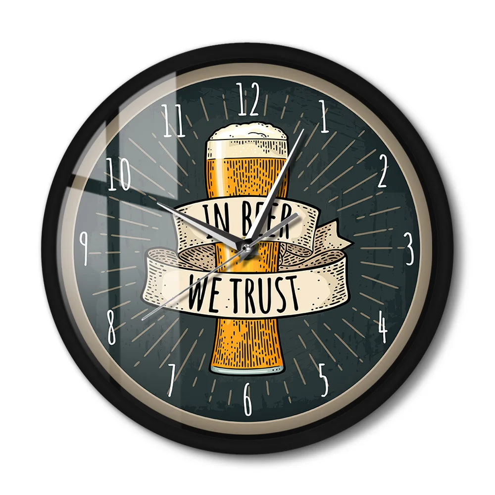 In Beer We Trust Bar Artwork Voice Control Wall Clock LED Light