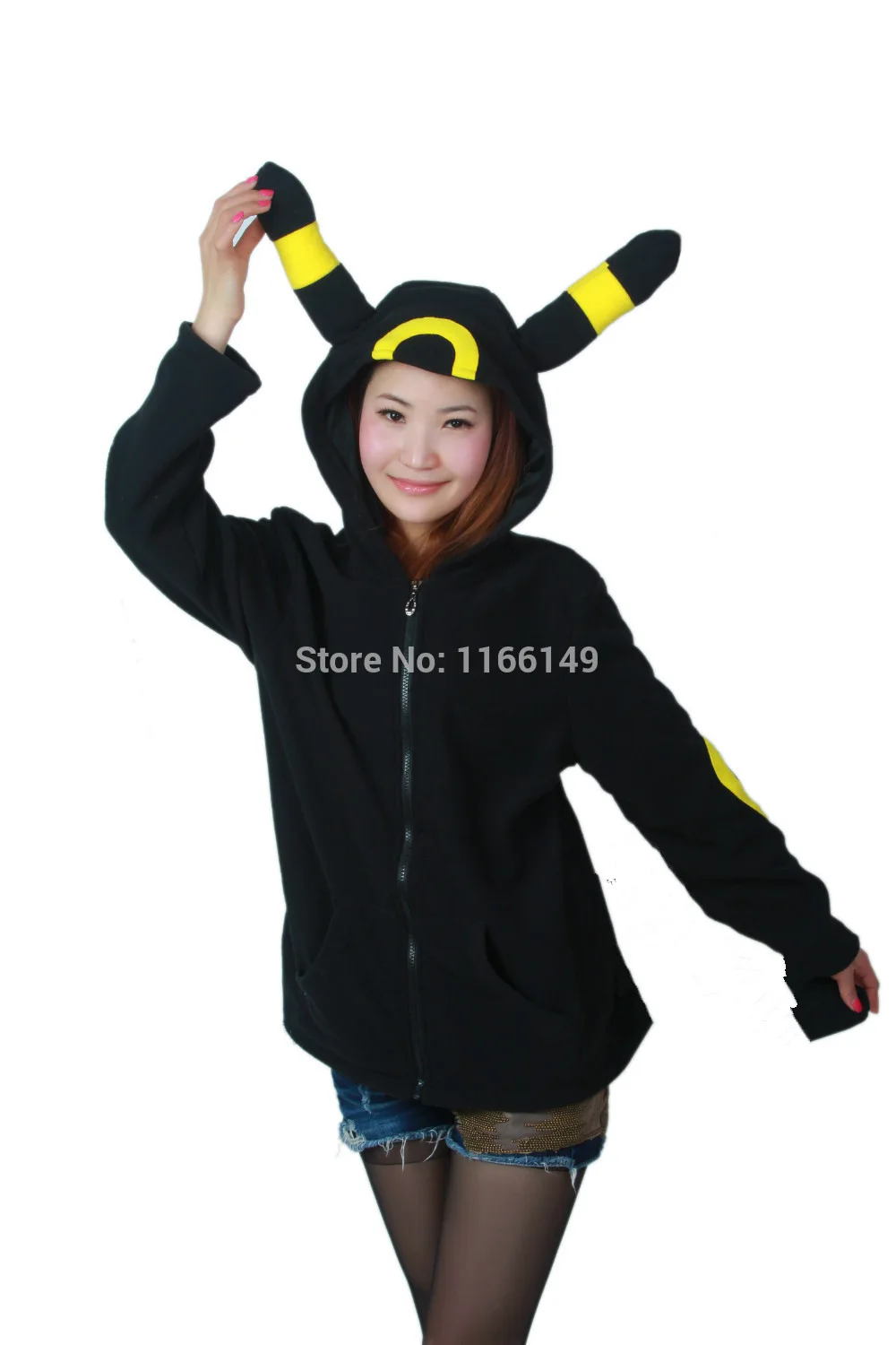 Черная толстовка с капюшоном для косплея животных Аниме монстр Umbreon свитшоты