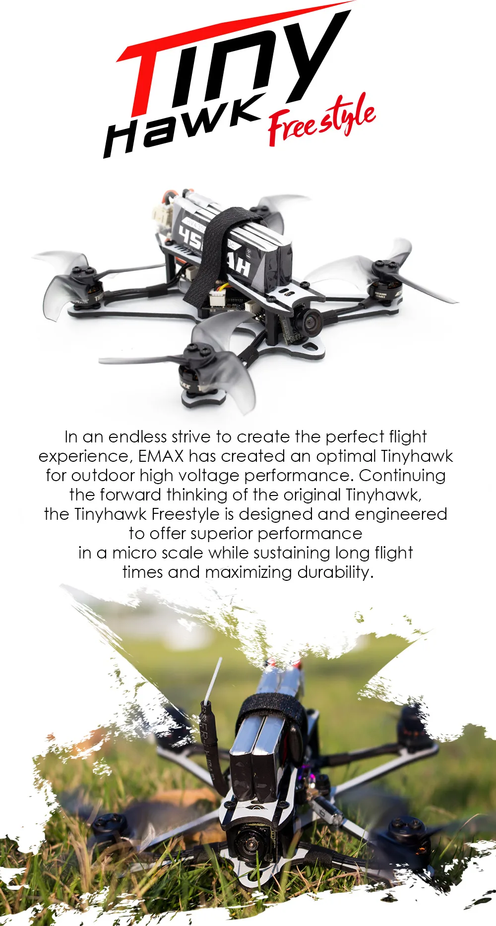 EMAX Tinyhawk Фристайл 115 мм F411 2S 1103 7000KV бесщеточный мотор 2,5 дюйма Fpv гоночный Дрон BNF