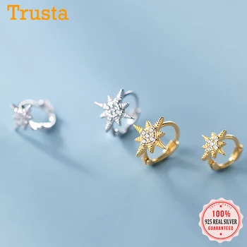 

Trustdavis Real 925 Sterling Silver Minimalist Fashion INS Star CZ Mini Hoop Earring For Women Wedding Party S925 Jewelry DA1601