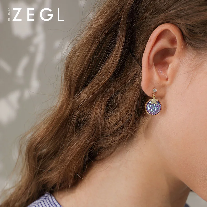 ZEGL dream звездное небо серьги для женщин сетка красная звезда клипсы ушей Сережки