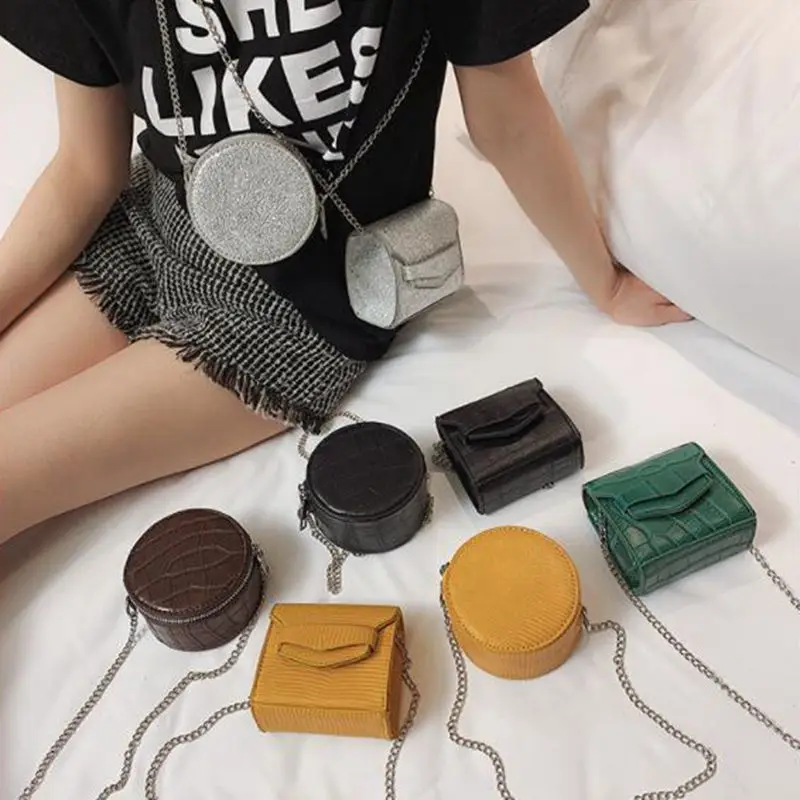 

Mini Cute PU Leather Crossbody Bags For Women 2019 Round Square Messenger Shoulder Bag Ladies Phone Purses and Handbags L9-257