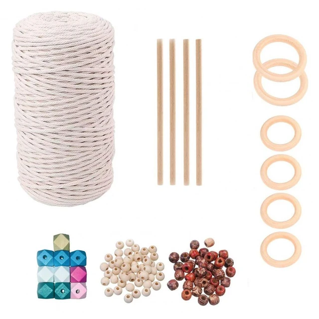 3mm Macrame Cord Kit with Wood Rings,Wooden Sticks,Wooden Beads for Plant  Hanger,Macrame Wall Hanging,Knitting, DIY Crafts - AliExpress