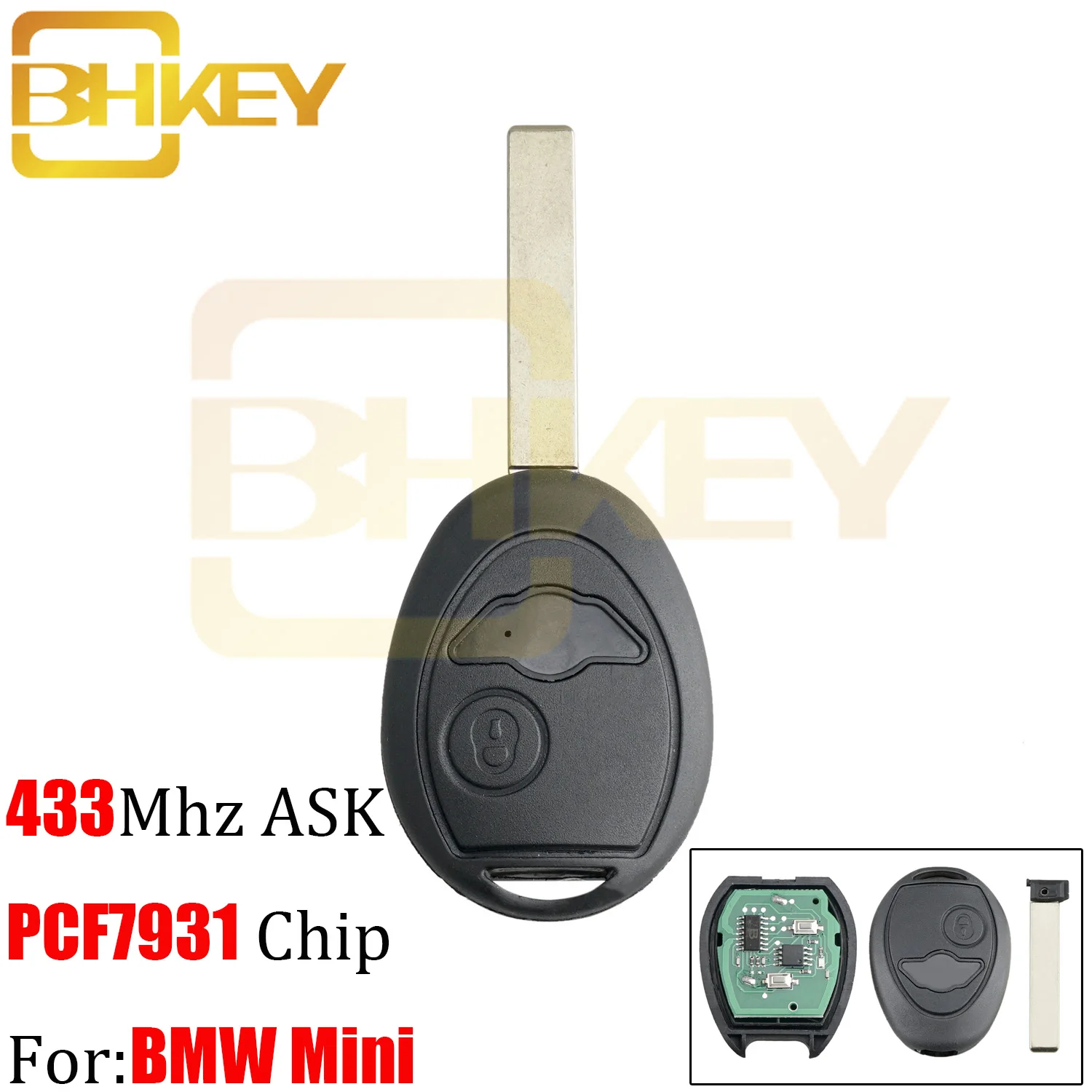 BHKYE дистанционный ключ для BMW mini 433Mhz PCF7931 чип для BMW Mini Cooper R50 R53 S 2001 2002 2003 2004 2005 2006 2 кнопочный ключ автомобиля