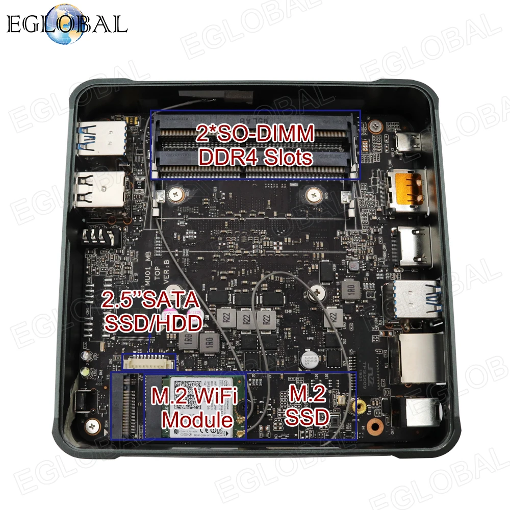 Новый мини ПК Windows 10 Intel i7 10510U I5 10210U 2 * DDR4 M.2 Nuc ультра компактный Barebone компьютер Type C