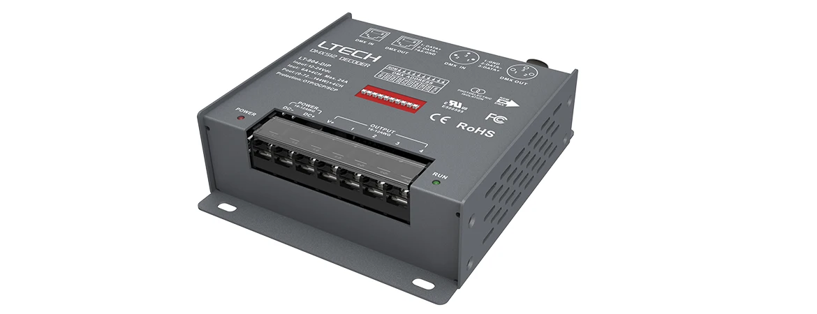 DMX-PWM декодер; DC12-24V вход; 6A* 4CH Макс 24A 576 Вт Выход XLR-3/RJ45 порт RGBW DMX512 декодер