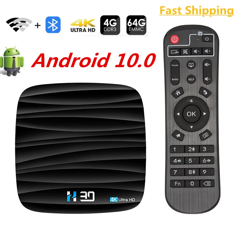 Android TV Box 10 0 4 ГБ 32 64 4K H.265 медиаплеер 3D видео Netflix 2 4G 5 ГГц Wifi Bluetooth ip tv Smart