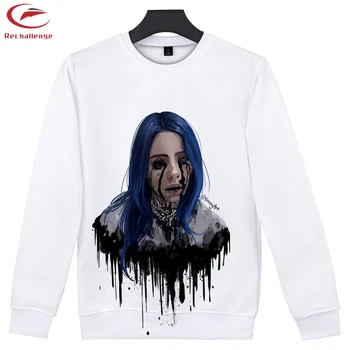 

Billie Eilish Hooded Pullovers Women's New 3D Casual Crew Neck Suit Billie Eilish 2019 Women Fashion Crew Neck Sweatshirs