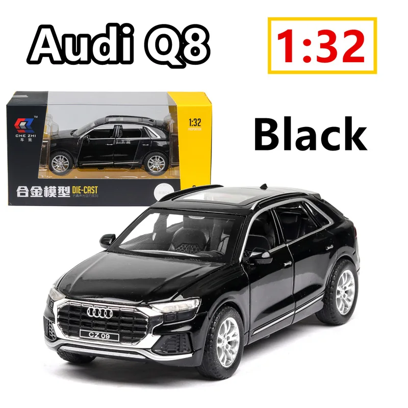1:32 Audi Q8 моделирование со звуком и светильник из сплава Игрушечная модель автомобиля коллекция подарок Выдвижной Автомобиль - Цвет: Белый