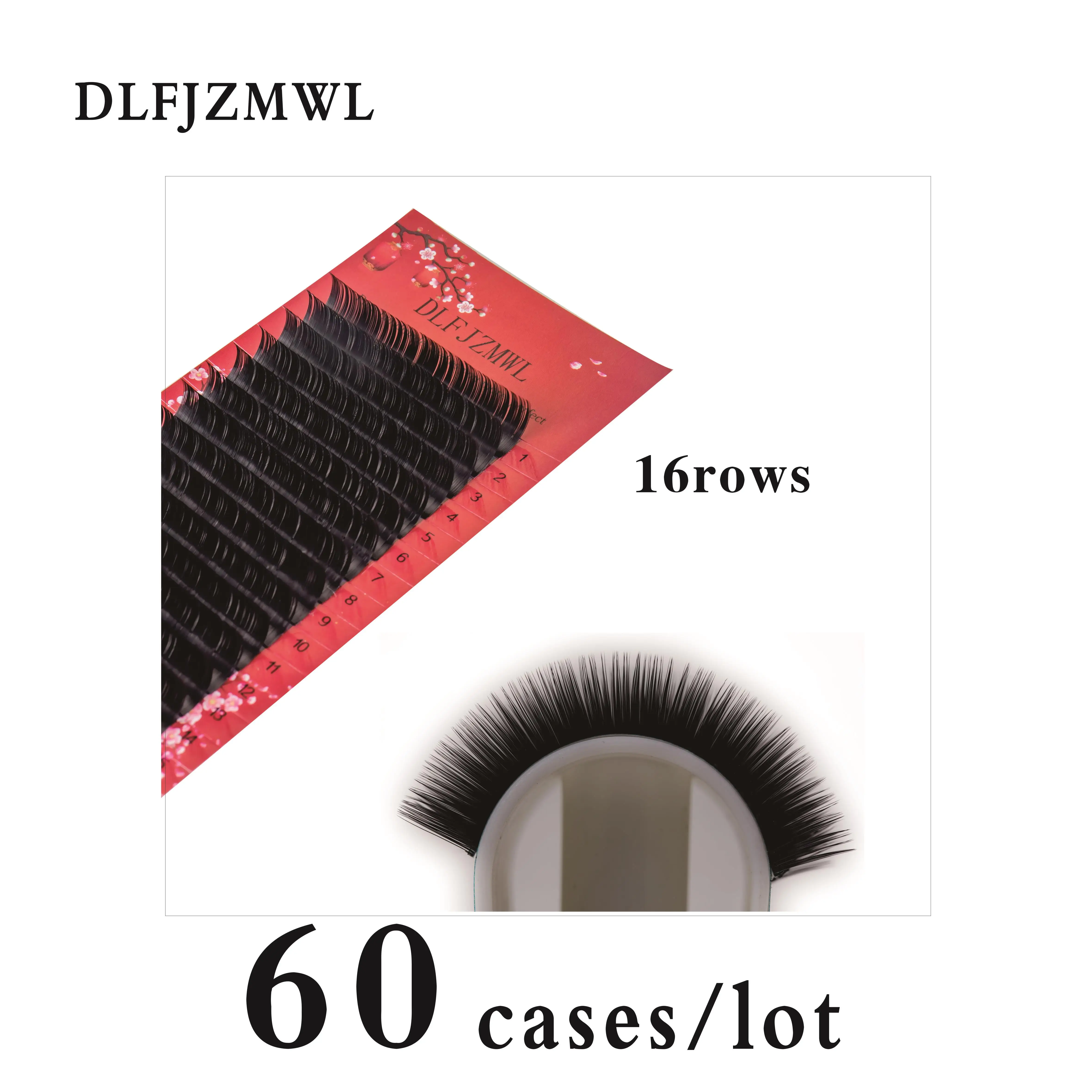 

60cases set 16 rows soft High quality mink eyelash extension naturaldense professionals faux cils lashes DLFJZMWL free shipping