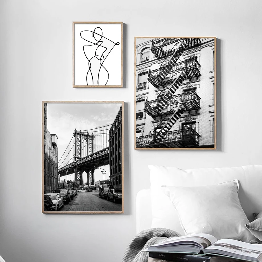 New-York-City-Building-Bridge-Broadway-Clock-Nordic-Vintage-Poster-Wall-Art-Print-Canvas-Painting-Decor (1)