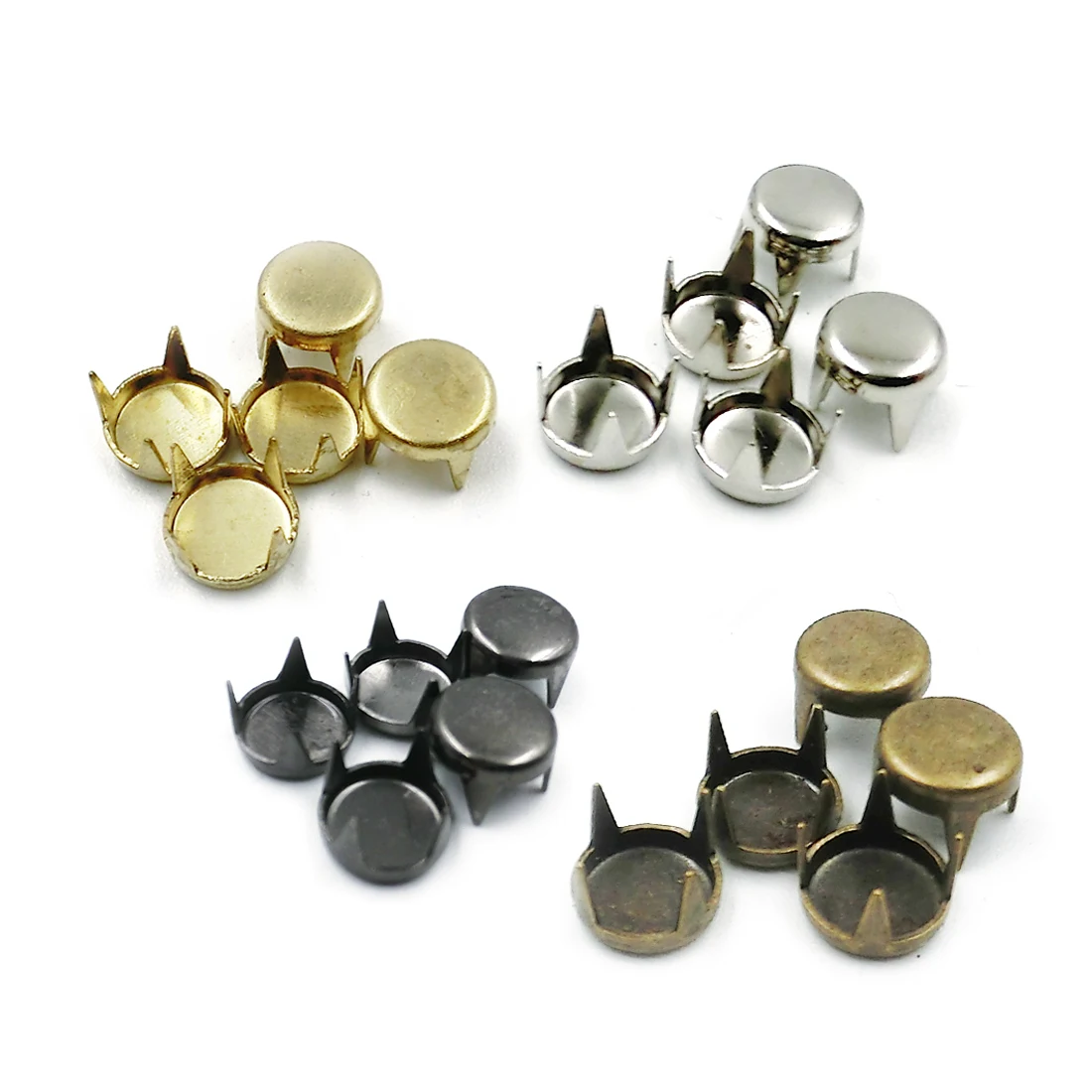 6mm Round Dome Rivet, 90 Pcs Metal 4 Claw Spike Spot Stud Punk Rock Rivet Nailhead Diy Leather Crafting Decor Repair Clothing Belts Bags Shoes Bronze