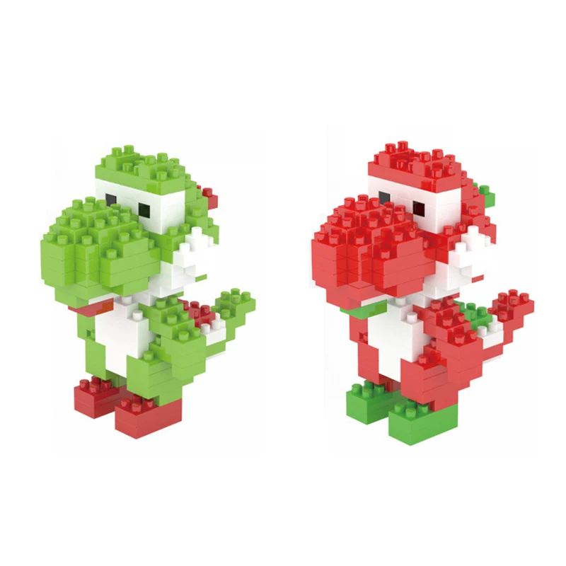 

Funny micro diamond building block nintendoes game image super mario bros Yoshi dinosaur assemble nanoBRICK toys for kids gifts