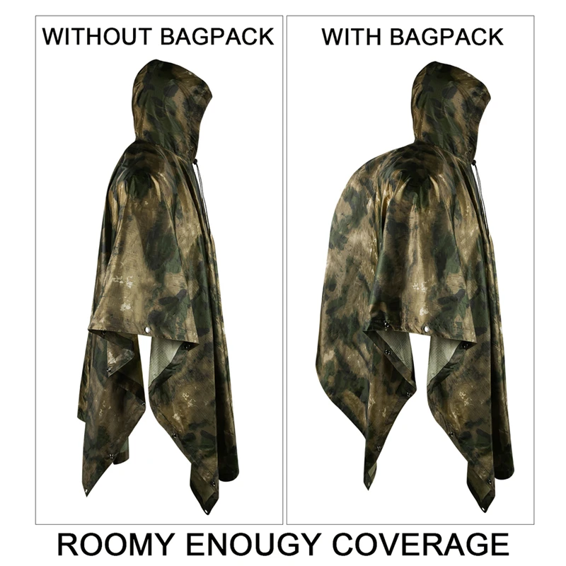 Impermeable Raincoat Breathable Zipper Rain Poncho Jungle Tactical Rainwear Outdoor Camping Hiking Hunting Suit Travel Rain Gear