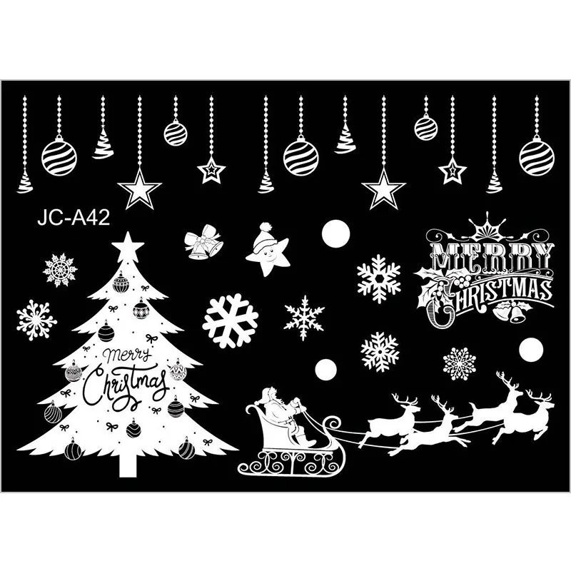 JCA42 Новогодняя оконная стеклянная ПВХ Наклейка на стену, Рождественская DIY Наклейка на стену в снежный город, домашняя наклейка, Рождественское украшение для дома, товары для дома - Цвет: JCA42