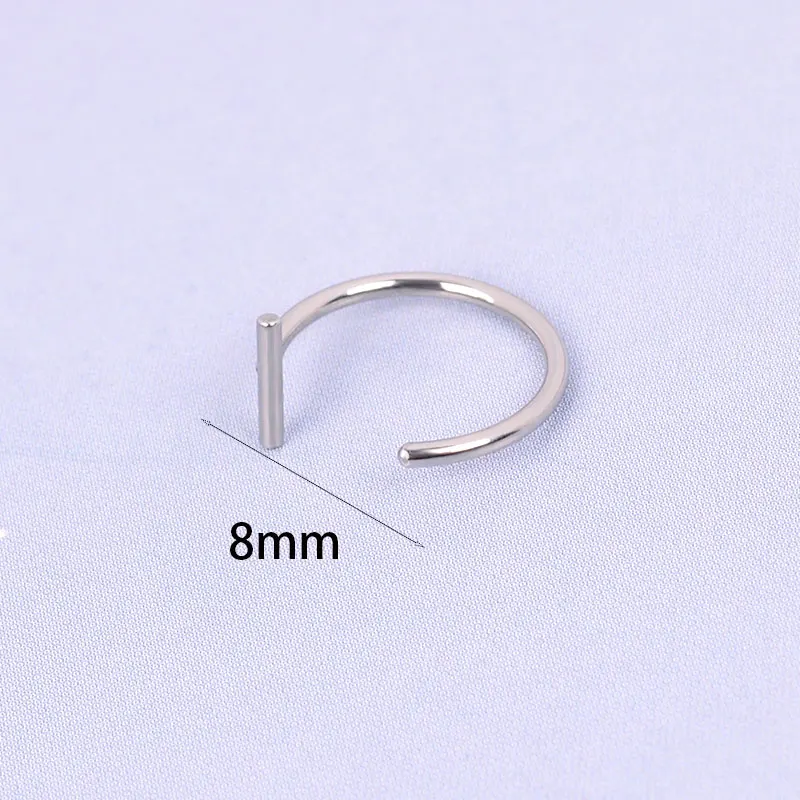 Punk 8/10mm Titanium Steel Lip Rings Cuff Clip on Fake Labret Piercing Ear Nose Hoops - Image 5