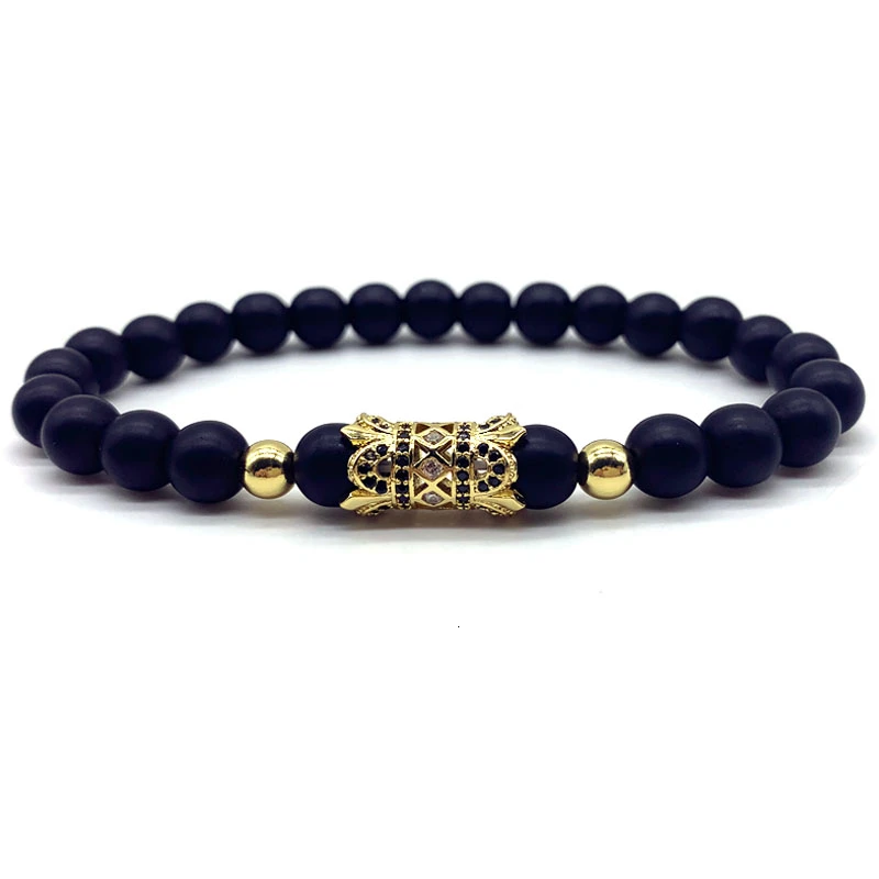 

Fashion Tube Charm Bracelet Men Pave Cubic Zirconia Vintage Matte Beaded Bracelet For Men Women Handmade Jewelry Gift