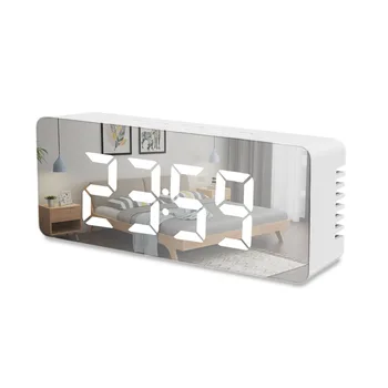 

Mirror Alarm Clock Digital Snooze Table Clock Wake Up Light mini budzik LED Electronic Time Temperature despertador digital