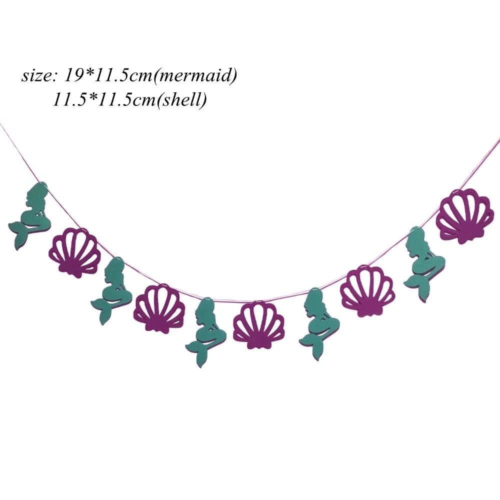 mermaid shell garlan 1 Набор, серия "Русалка", бумажные соломинки/чашки/тарелки, одноразовые столовые приборы, набор, детское украшение стола для свадьбы/дня рождения/вечерние принадлежности - Цвет: mermaid shell garlan