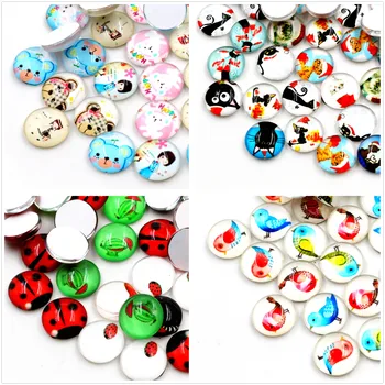 

50pcs/Lot 12mm Colorful Cut New Photo Glass Cabochons Mixed Color Cabochons For Bracelet earrings necklace Bases Settings