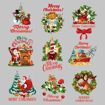 

Christmas Flowers Thermal Stickers Vinyl Heat Transfer Fashion Appliqued Tops Diy Iron Patch Girl Dresses Socks Parches Transfer