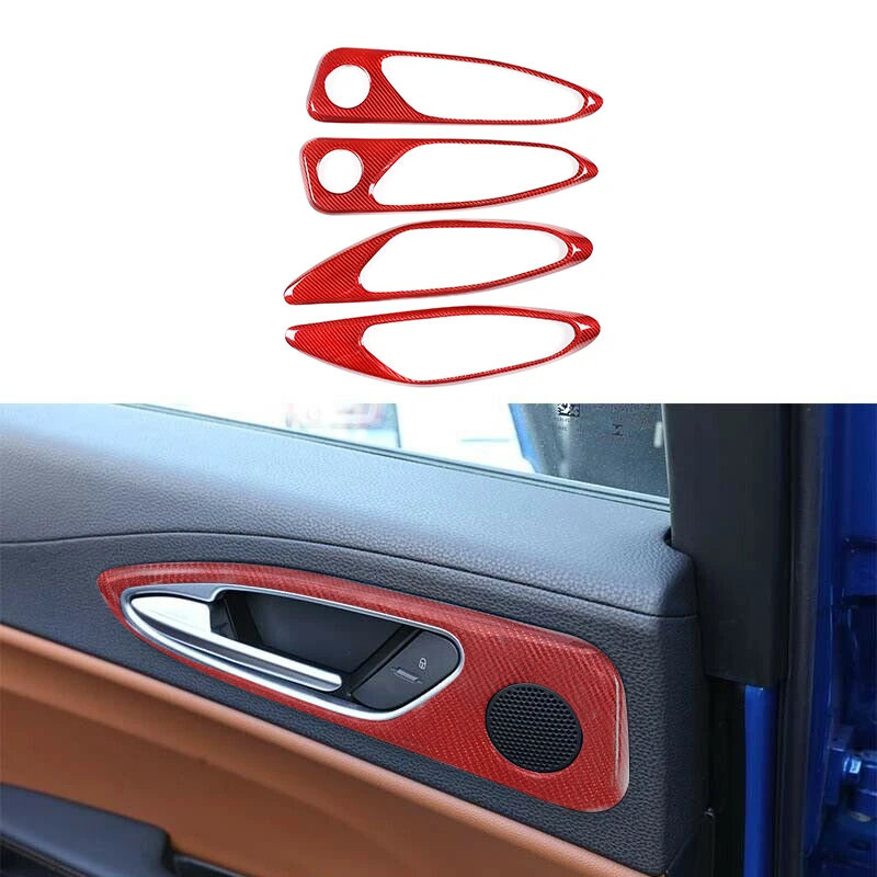 Carbon Fiber Red Inner Door Handle Frame Cover Trim for Alfa Romeo Giulia 2017-2018 | Автомобили и мотоциклы