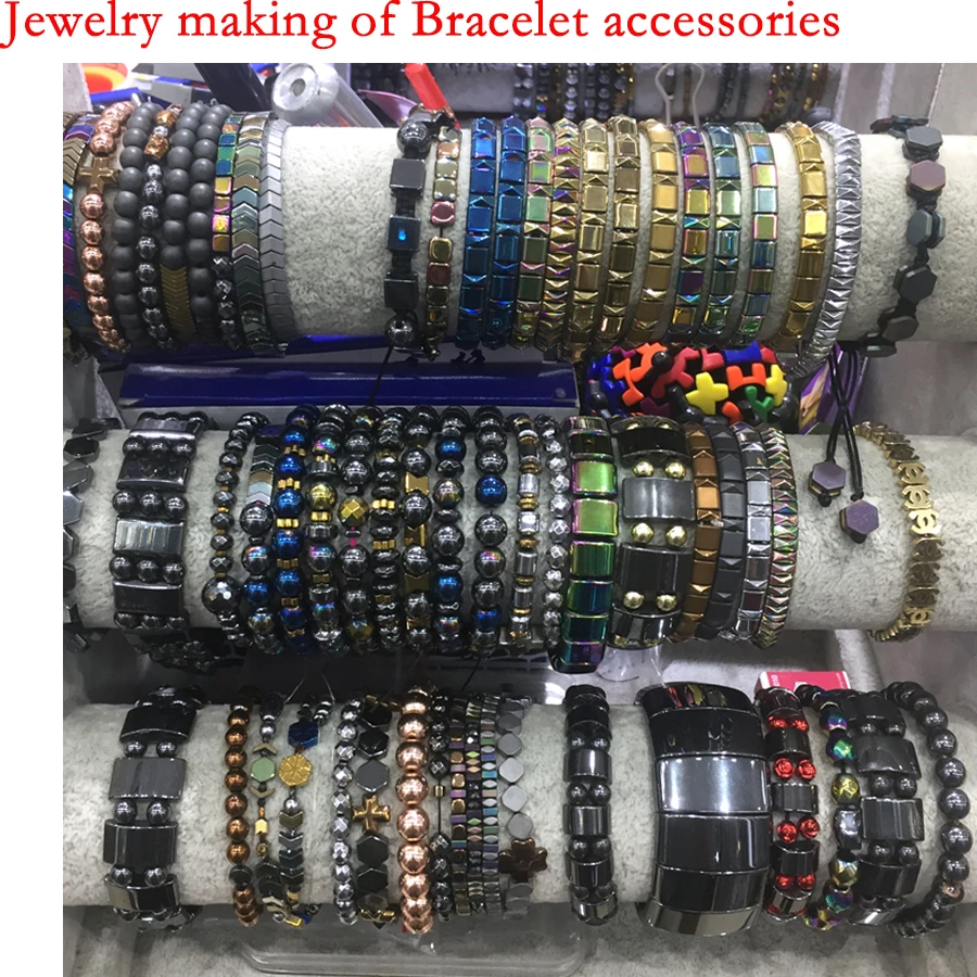 New Two Holes natural stone beads hematite black mineral beads accessories square spacer beads for jewelry making DIY Bracelets