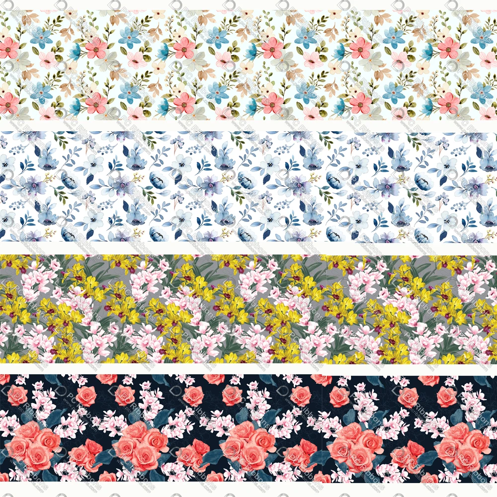 

25-75MM Flower Ribbon for Grosgrain, Party Wedding Cake Box Decor DIY Crafts Hair Bow Lanyard 50 Yard Satin Ribbons CA446