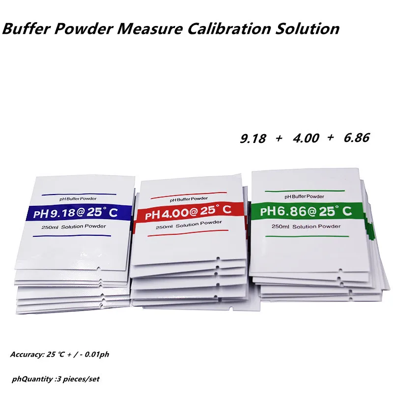 3pcs/lot PH meter tester Buffer Powder Measure Calibration Solution 4.00 /6.86/ 9.18 three packs 6 15pcs ph meter calibration point 3 type 4 01 6 86 9 18 ph buffer powder solution powder measure calibration for test meter