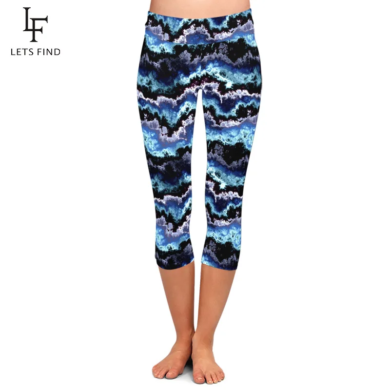 LETSFIND Beauiful 3D Clouds Digital Printing Soft Capri Leggings High Waist Plus Size Slim Women Fitness Mid-Calf Leggings LETSFIND Beauiful 3D Clouds Digital Printing Soft Capri Leggings High Waist Plus Size Slim Women Fitness Mid-Calf Leggings