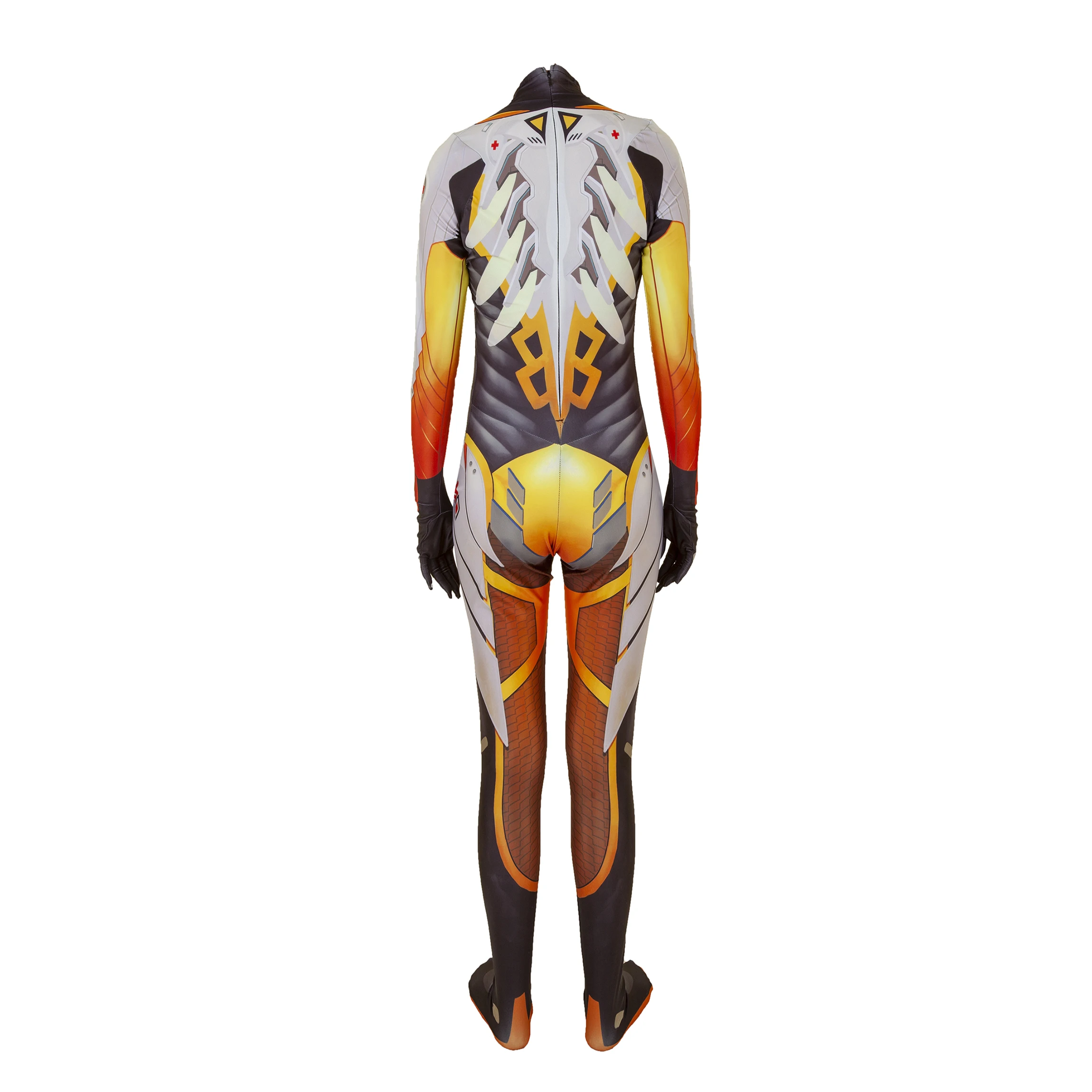 Unisex Lycra Spandex Zentai OW Angela Ziegler Mercy Cosplay Party Halloween Animation Costumes Adult/Kids 3D Style
