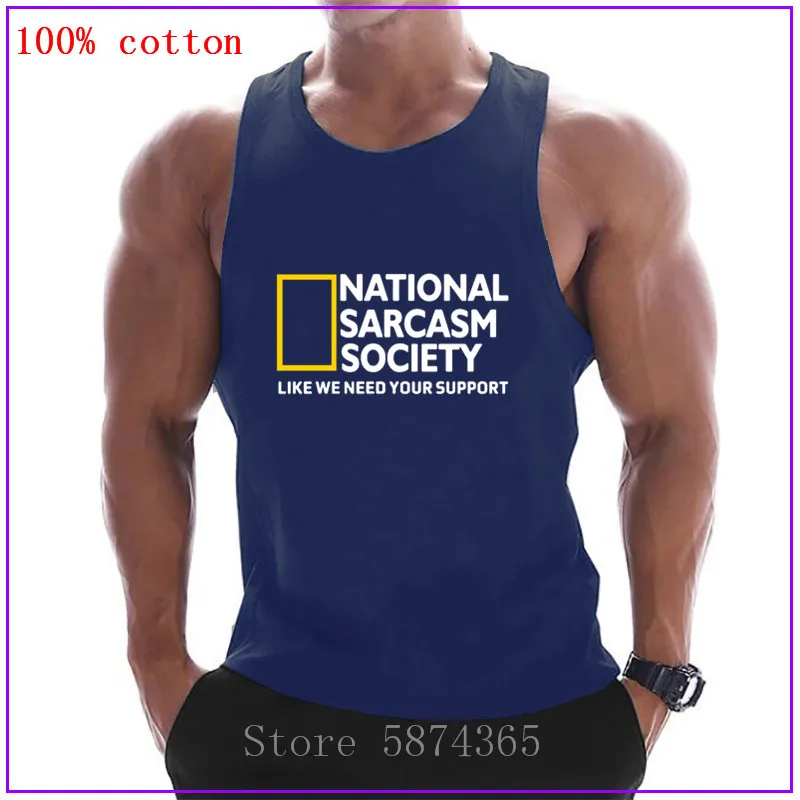 Бренд National Sarcasm society белая мужская майка для фитнеса без рукавов хлопковый жилет