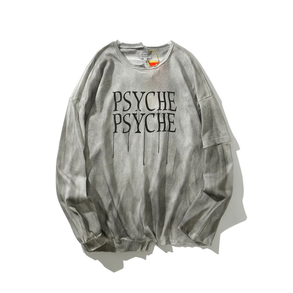 

High Street New Long T Punk Rock Tie Dyed Retro Irregular T-shirt Male Letter Dragon Ball Stranger Thing Shirt Streetwear Tshirt