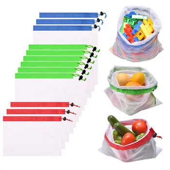 

Reusable Mesh Produce Bags 3 Size Lightweight Washable Women Shopping Bags Eco-Friendly Bag For Grocery Storage Fruits Toys